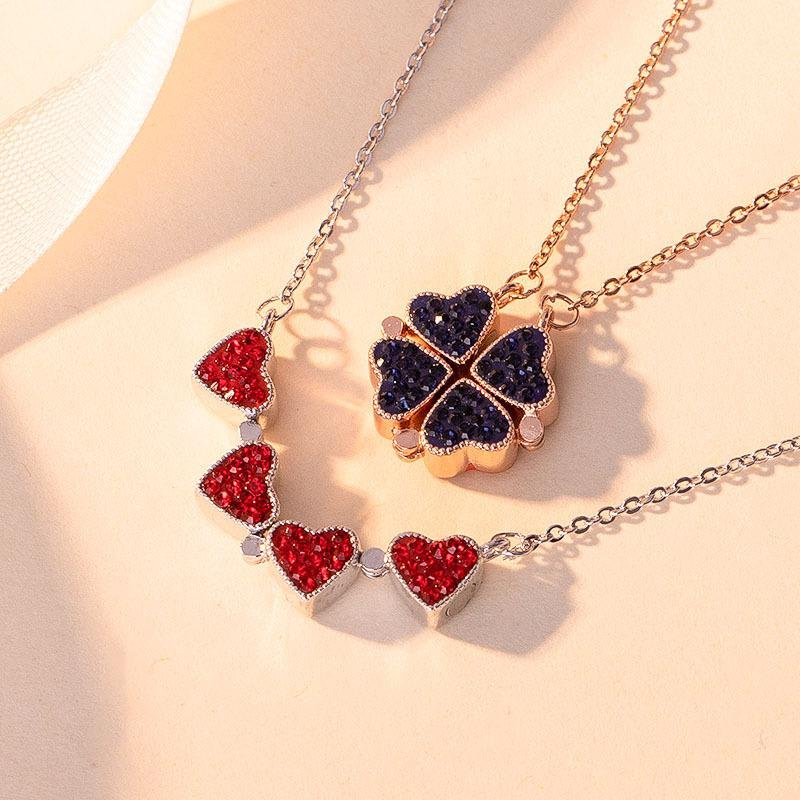 Magic Lucky Four Leaf Clover Necklace With Rose Gift Box